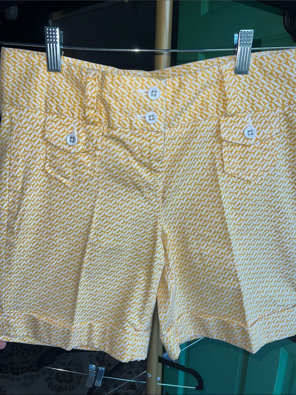 L.L. Bean Yellow Geometric Pattern Shorts size 4